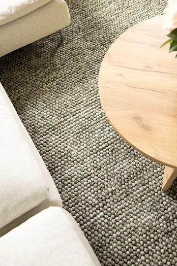 Håndvævet tæppe KM Home Bubble Rund 200x200 cm Olivengrøn - Olivengrøn - Tekstiler - Tæpper - Moderne tæppe - Uldtæppe
