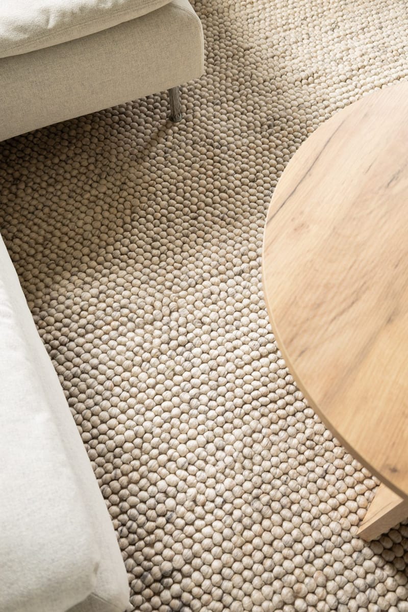 Håndvævet tæppe KM Home Bubble Rund 240x240 cm Sand - Sand - Tekstiler - Tæpper - Moderne tæppe - Uldtæppe