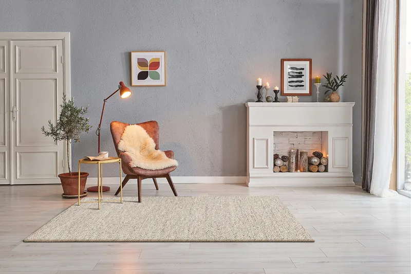 Skagen Uldtæppe 200x300 cm Rektangulært - Sandmelange - Tekstiler - Tæpper - Moderne tæppe - Uldtæppe