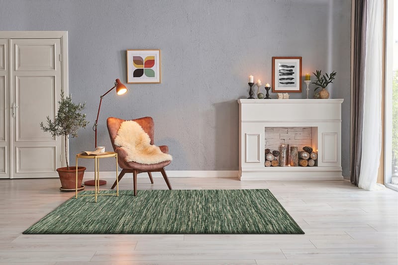 Skagen Uldtæppe 240x340 cm Rektangulært - Grønmelange - Tekstiler - Tæpper - Moderne tæppe - Uldtæppe