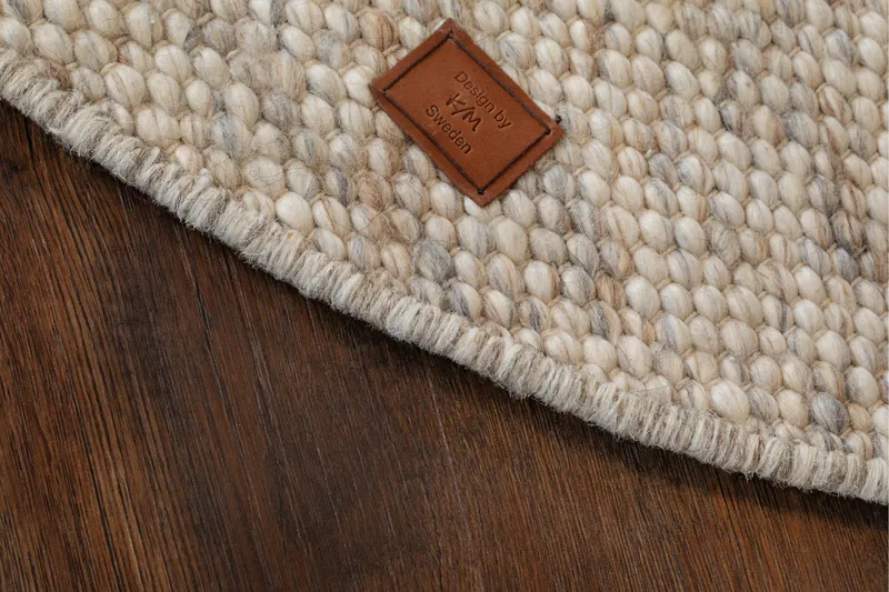 Skagen Ullmatta 160 cm Rund KM Home Sand melange 160 cm - Tekstiler - Tæpper - Moderne tæppe - Uldtæppe