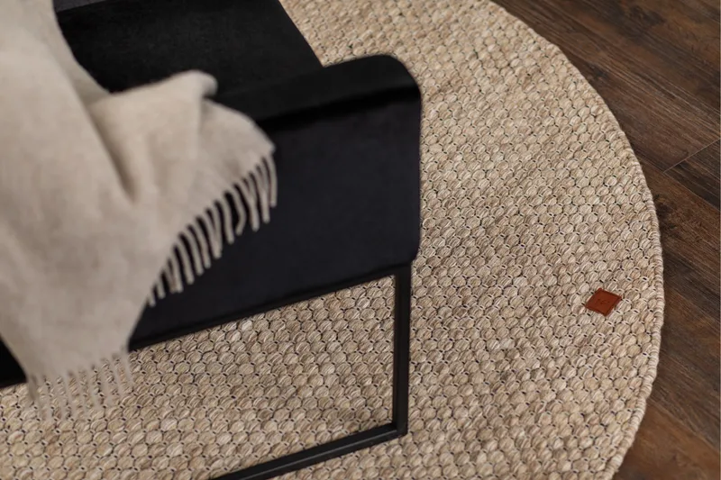 Torekov Uldtæppe Rund 300 cm - Hør - Tekstiler - Tæpper - Moderne tæppe - Uldtæppe