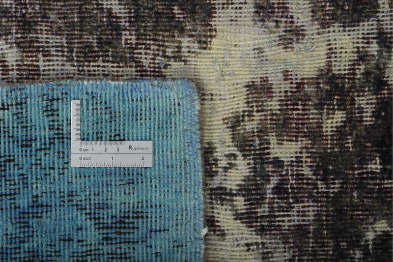 Vintage håndknyttede Tæppe Uld Grå/ Mørkegrøn 115x179cm - Uldtæppe - Håndvævede tæpper
