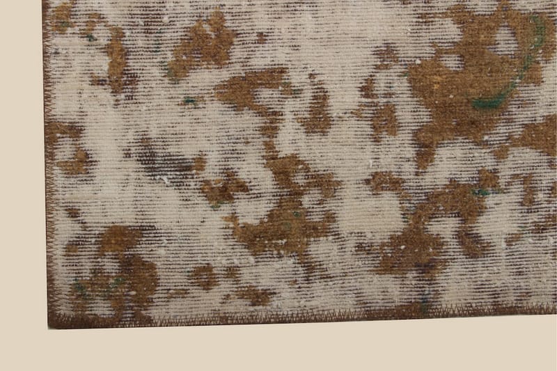 Vintage håndknyttet Tæppe Uld Brun / Creme 104x157cm - Uldtæppe - Håndv�ævede tæpper