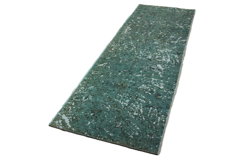 Vintage håndknyttet Tæppe Uld Grøn 100x290cm - Uldtæppe - Håndvævede tæpper