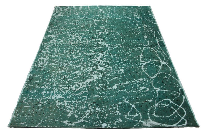 Vintage håndknyttet Tæppe Uld Grøn 192x270cm - Uldtæppe - Håndvævede tæpper