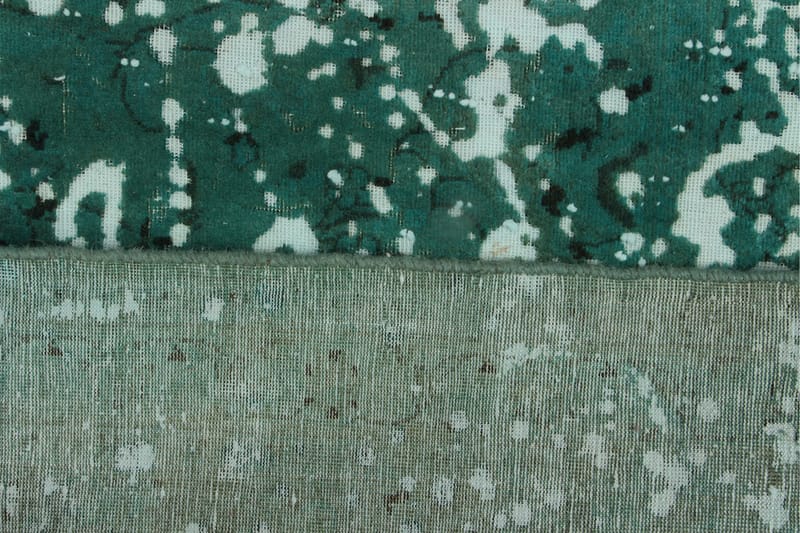 Vintage håndknyttet Tæppe Uld Grøn 192x270cm - Uldtæppe - Håndvævede tæpper