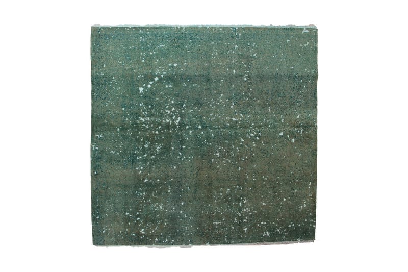 Vintage håndknyttet Tæppe Uld Grøn 218x205cm - Uldtæppe - Håndvævede tæpper