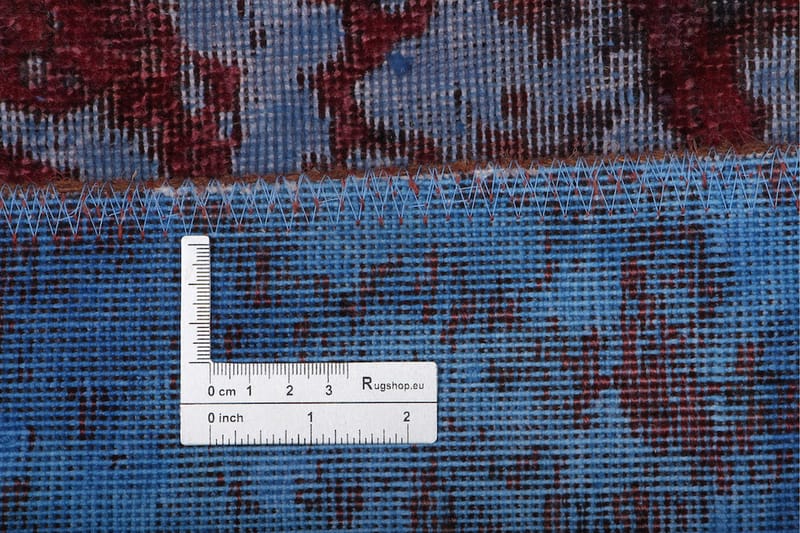 Vintage håndknyttet Tæppe Uld Lyseblå / Rød 60x152cm - Uldtæppe - Håndvævede tæpper