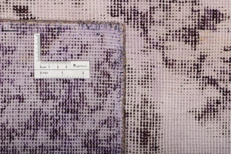 Vintage håndknyttet Tæppe Uld Lyserød/ mørkelilla 121x187cm - Uldtæppe - Håndvævede tæpper