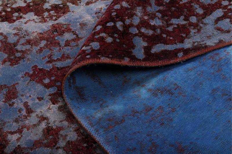 Vintage håndknyttet Tæppe Uld Mørkeblå / Rød 128x194cm - Uldtæppe - Håndvævede tæpper