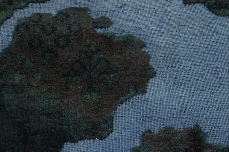 Vintage håndknyttet Tæppe Uld Mørkegrøn / Blå 190x267cm - Uldtæppe - Håndvævede tæpper