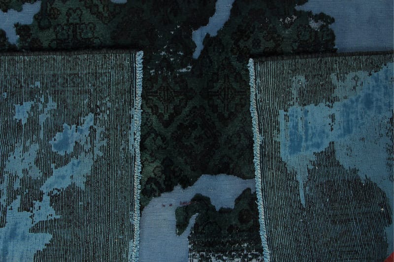 Vintage håndknyttet Tæppe Uld Mørkegrøn / Blå 209x308cm - Uldtæppe - Håndvævede tæpper