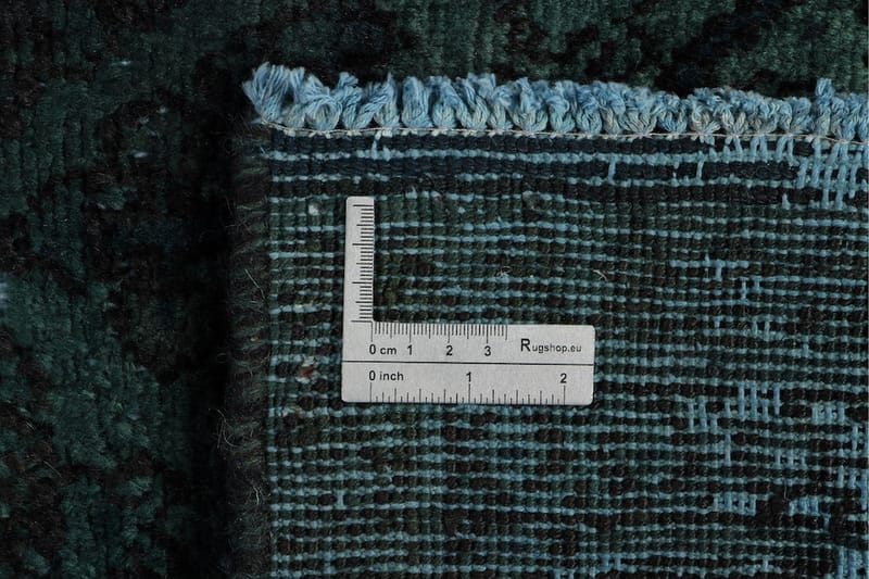 Vintage håndknyttet Tæppe Uld Mørkegrøn / Blå 209x308cm - Uldtæppe - Håndvævede tæpper