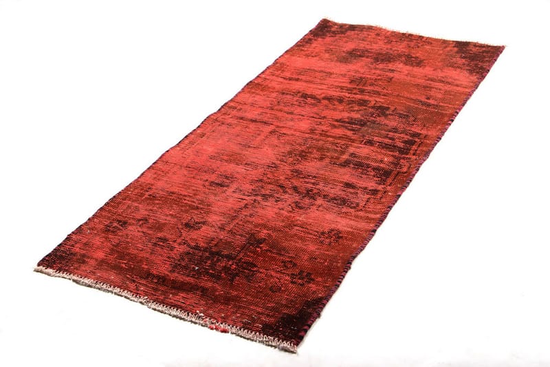 Vintage håndknyttet Tæppe Uld Rød 65x157cm - Uldtæppe - Håndvævede tæpper