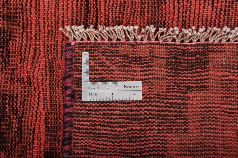 Vintage håndknyttet Tæppe Uld Rød 65x157cm - Uldtæppe - Håndvævede tæpper