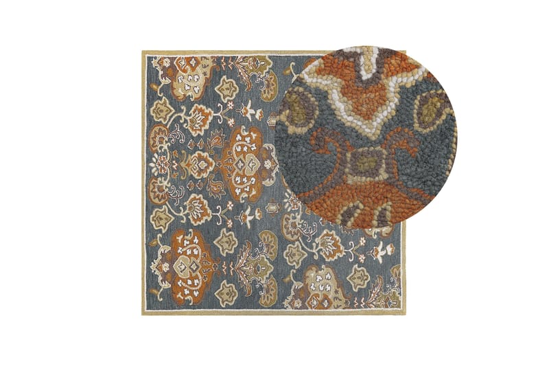Umurlu Uldtæppe 200x200 cm - Orange - Tekstiler - Tæpper - Moderne tæppe - Uldtæppe