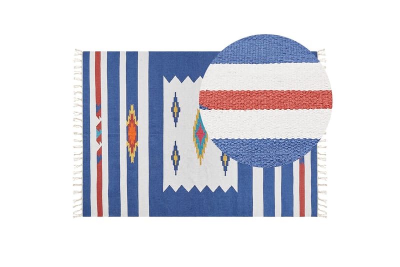 Varser Bomuldstæppe 140x200 cm - Blå - Tekstiler - Tæpper - Moderne tæppe - Bomuldstæpper