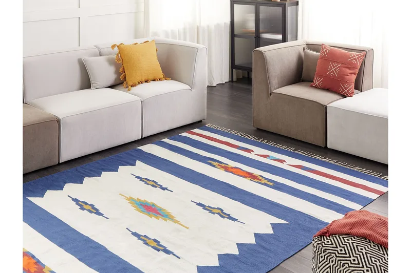 Varser Bomuldstæppe 200x300 cm - Blå - Tekstiler - Tæpper - Moderne tæppe - Bomuldstæpper