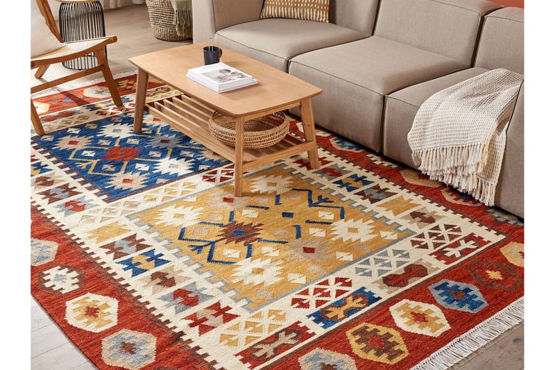 Voskehat Uldtæppe 200x300 cm - Rød - Tekstiler - Tæpper - Moderne tæppe - Uldtæppe