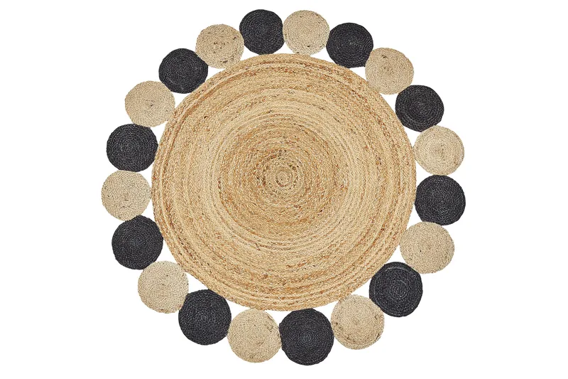 Vostan Jutetæppe 140 cm Rund - Sort - Tekstiler - Tæpper - Moderne tæppe - Sisaltæpper