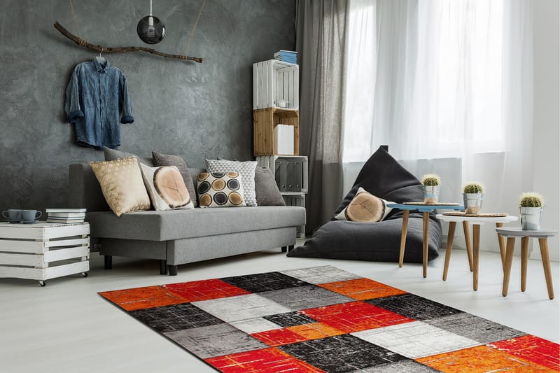 London Frisé Tæppe 240x340 - Rød|Orange - Wiltontæpper - Mønstrede tæpper - Store tæpper