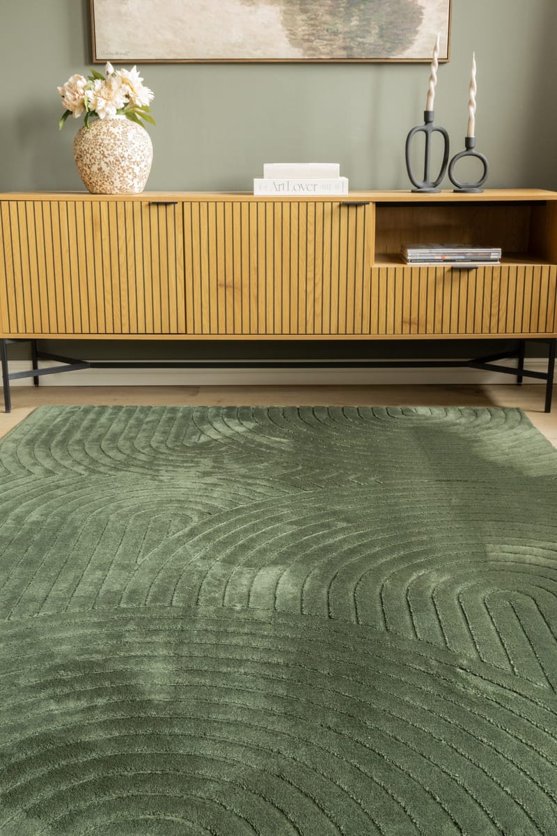 Maskinvævet tæppe Cozy Zen 155x230 cm - Smaragdgrøn - Tekstiler - Tæpper - Moderne tæppe - Wiltontæpper