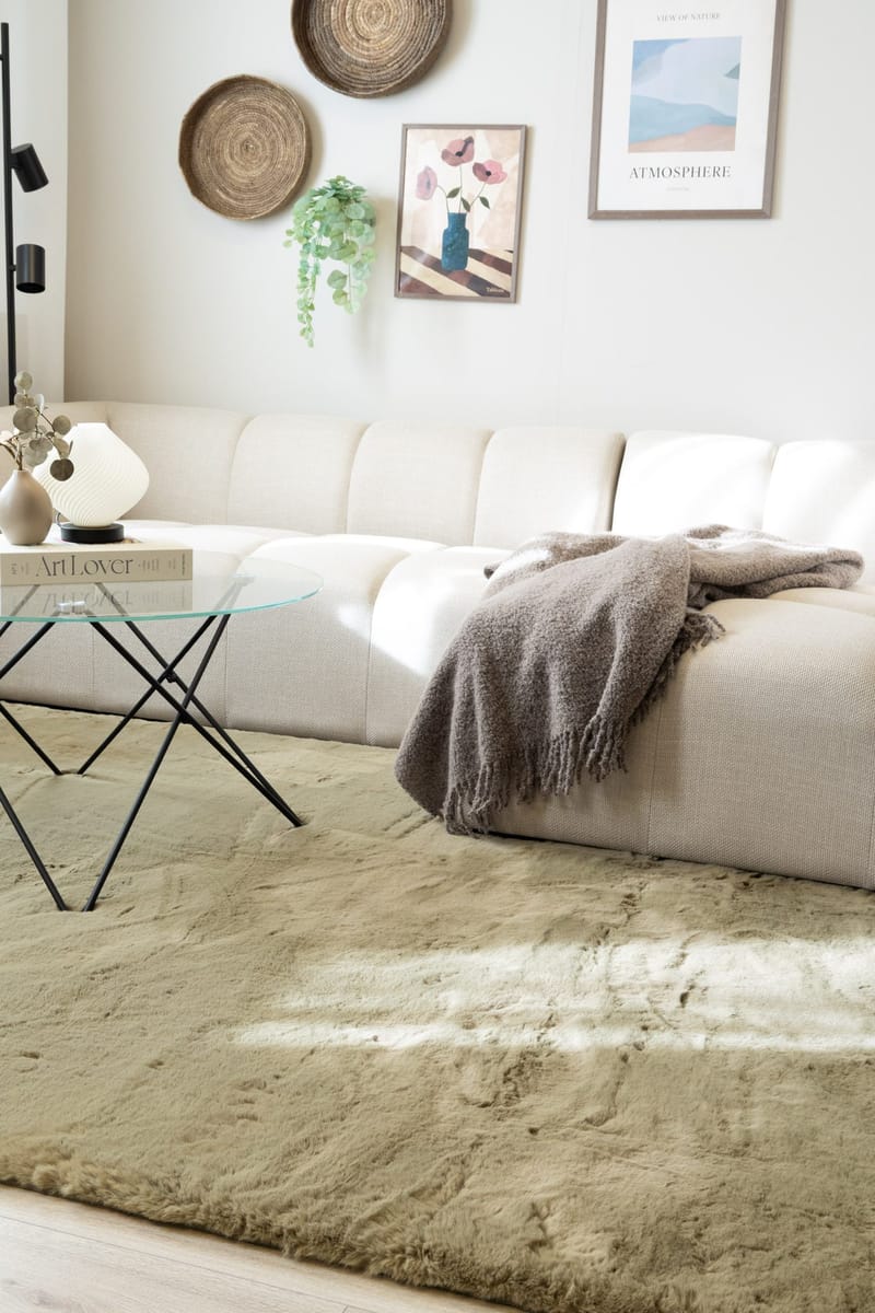 Maskinvævet tæppe KM Home Heaven Deluxe 200x290 Olivengrøn - Olivengrøn - Tekstiler - Tæpper - Moderne tæppe - Wiltontæpper