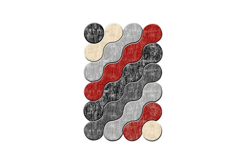 Nodoka Wilton-tæppe 60x100 cm Rektangulært - Rød/Grå - Tekstiler - Tæpper - Moderne tæppe - Wiltontæpper