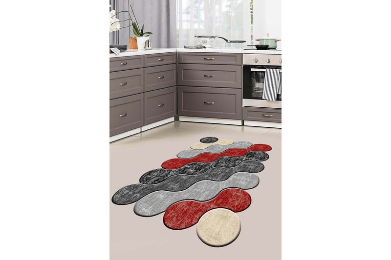 Nodoka Wilton-tæppe 60x100 cm Rektangulært - Rød/Grå - Tekstiler - Tæpper - Moderne tæppe - Wiltontæpper