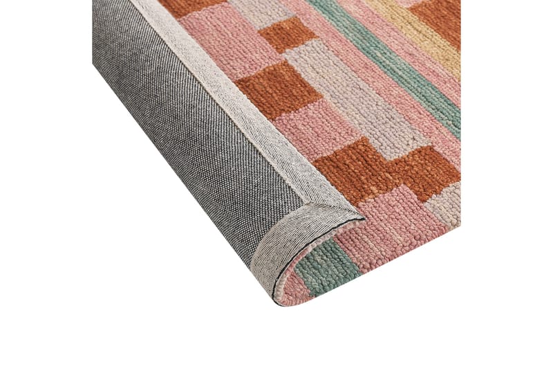 Yomra Uldtæppe 200x200 cm Kvadratisk - Brun - Tekstiler - Tæpper - Moderne tæppe - Uldtæppe