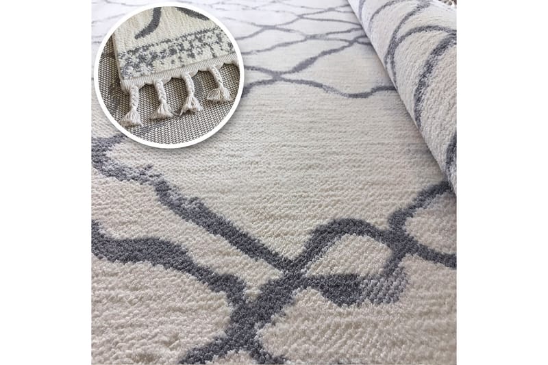 Nurettin Tæppe 200x290 cm - Hvid/Grå - Tekstiler - Tæpper