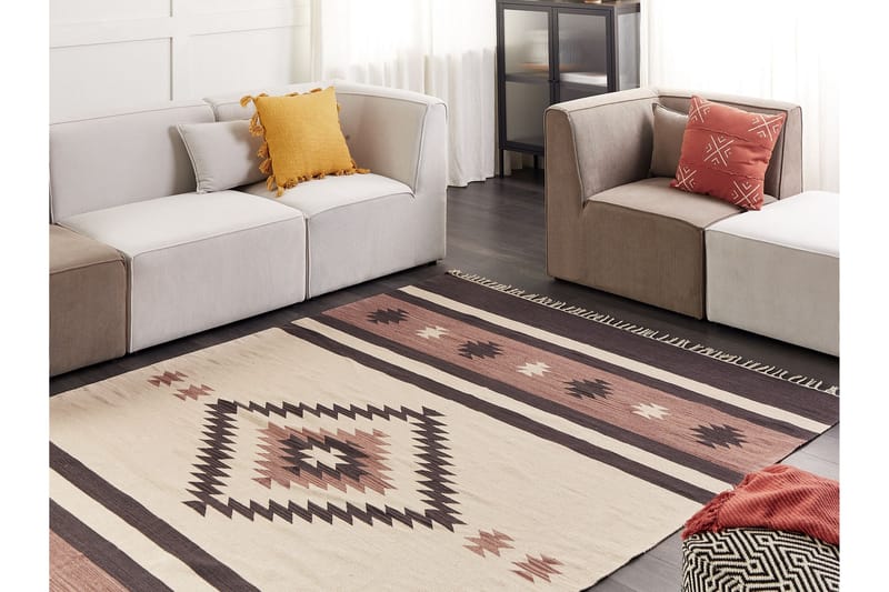 Aragats Kelimtæppe 200x300 cm - Beige - Tekstiler - Tæpper - Orientalske tæpper - Kelimtæpper