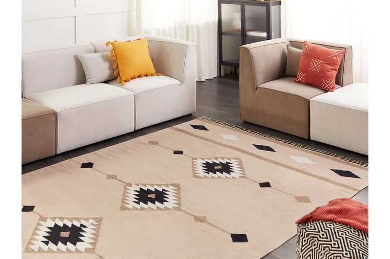 Berdik Kelimtæppe 200x300 cm - Beige - Tekstiler - Tæpper - Orientalske tæpper - Kelimtæpper