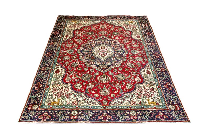 Håndknytten Persisk Patina tæppe 240x326 cm - Rød / mørkeblå - Orientalske tæpper - Persisk tæppe