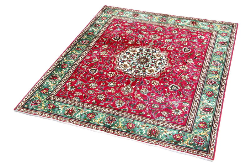 Håndknytten Persisk Patina tæppe 194x227 cm - Rød / grøn - Orientalske tæpper - Persisk tæppe