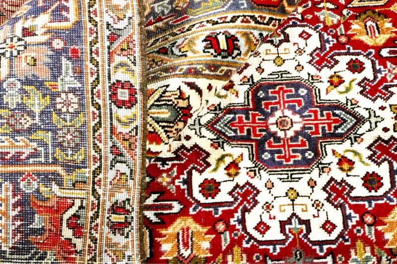 Håndknytten Persisk Patina tæppe 195x287 cm - Rød / mørkeblå - Orientalske tæpper - Persisk tæppe