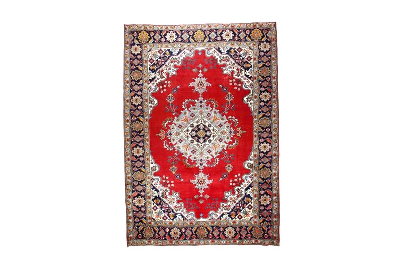 Håndknytten Persisk Patina tæppe 254x370 cm - Rød / mørkeblå - Orientalske tæpper - Persisk tæppe