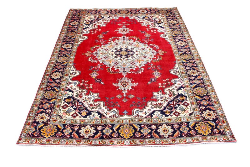 Håndknytten Persisk Patina tæppe 254x370 cm - Rød / mørkeblå - Orientalske tæpper - Persisk tæppe