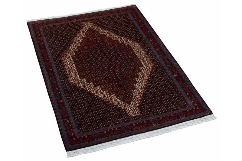 Håndknyttet Exclusive persisk dobbeltvævet tæppe 127x178 cm - Mørkeblå / rød - Orientalske tæpper - Persisk tæppe