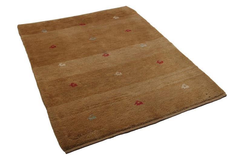 Håndknyttet Gabbeh Shiraz Uld Beige 106x137cm - Håndvævede tæpper - Orientalske tæpper - Persisk tæppe