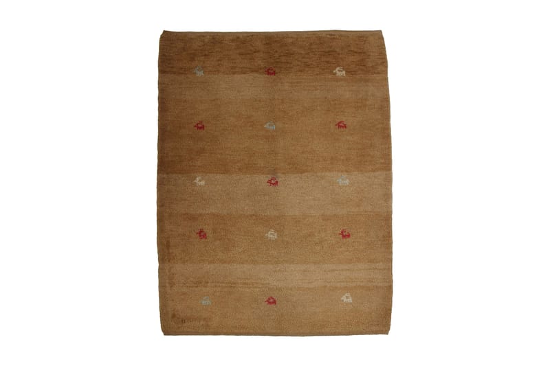 Håndknyttet Gabbeh Shiraz Uld Beige 106x137cm - Håndvævede tæpper - Orientalske tæpper - Persisk tæppe