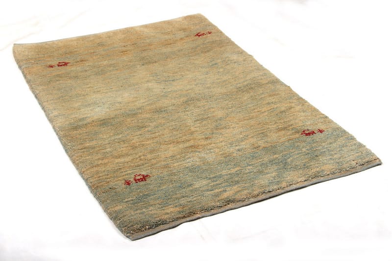 Håndknyttet Gabbeh Shiraz Uld Beige / Blå 90x124cm - Håndvævede tæpper - Orientalske tæpper - Persisk tæppe