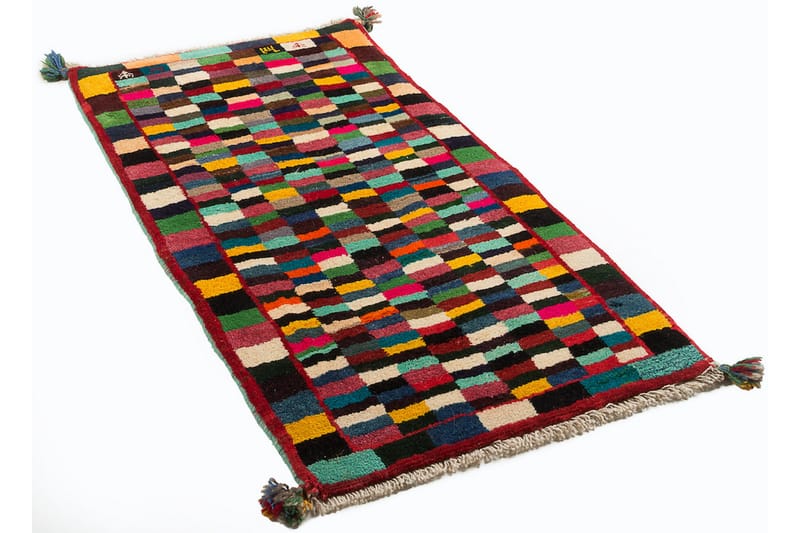 Håndknyttet Gabbeh Shiraz uld creme / Rød 64x126cm - Håndvævede tæpper - Orientalske tæpper - Persisk tæppe