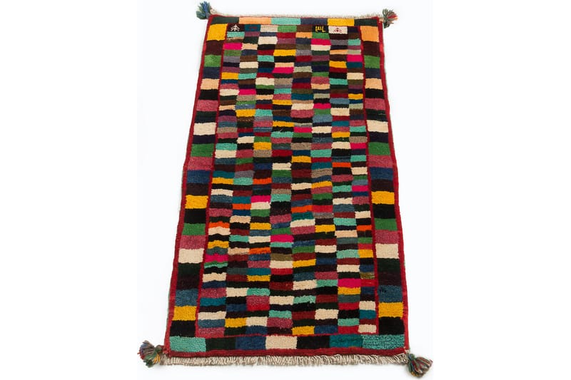 Håndknyttet Gabbeh Shiraz uld creme / Rød 64x126cm - Håndvævede tæpper - Orientalske tæpper - Persisk tæppe