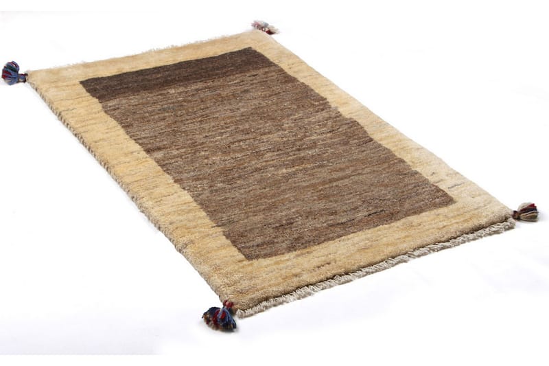 Håndknyttet Gabbeh Shiraz Uld Grå/ Beige 69x108cm - Håndvævede tæpper - Orientalske tæpper - Persisk tæppe