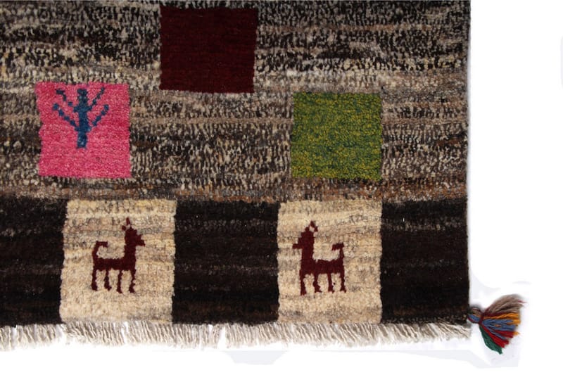 Håndknyttet Gabbeh Shiraz Uld Grå/ Creme 103x168cm - Håndvævede tæpper - Orientalske tæpper - Persisk tæppe