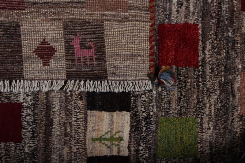 Håndknyttet Gabbeh Shiraz Uld Grå/ Creme 103x168cm - Håndvævede tæpper - Orientalske tæpper - Persisk tæppe