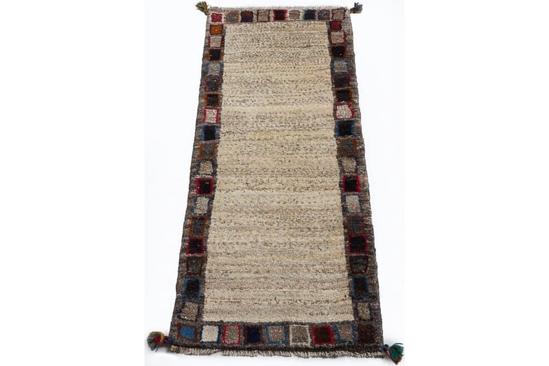 Håndknyttet Gabbeh Shiraz Uld Grå/ Creme 58x140cm - Håndvævede t�æpper - Orientalske tæpper - Persisk tæppe