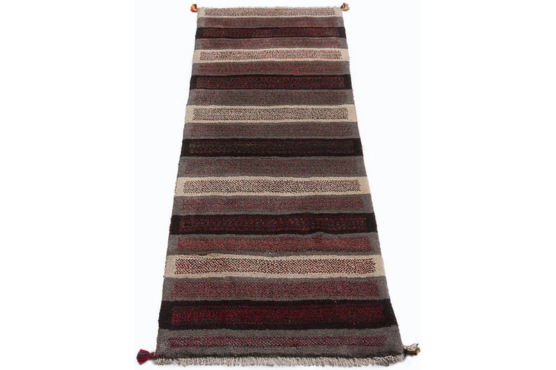 Håndknyttet Gabbeh Shiraz Uld Grå/ Creme 88x178cm - Håndvævede tæpper - Orientalske tæpper - Persisk tæppe